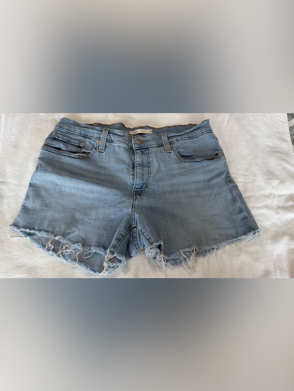 Levi's Light Blue Distressed Jean Shorts